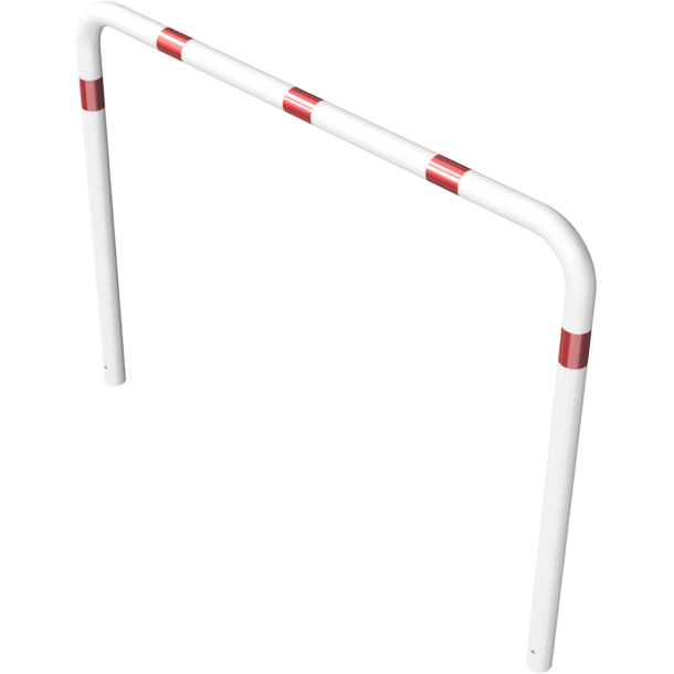 Guard hoop |  76 x 2,6 mm | without cross bar | for casting in concrete | total width: 2000 mm | total height: 1500 mm | hot-dip galvanized and white coatedwith red reflecting stripes